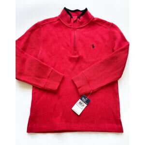 NWT Boy's Vintage Polo Ralph Lauren Red Quarter Zip Sweater Size 6